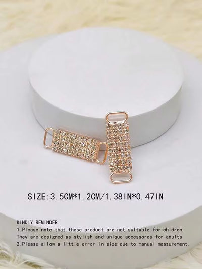 2pcs Elegant Alloy Hollow Shoelace Decor, Sparkling Rhinestones And Faux Pearls, Suitable For Boots And Sneakers