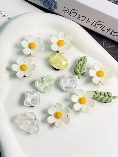 1 Set Plant Petal Square Water Ripple Resin Shoe Charms, Charming Fashion DIY Summer Accessories